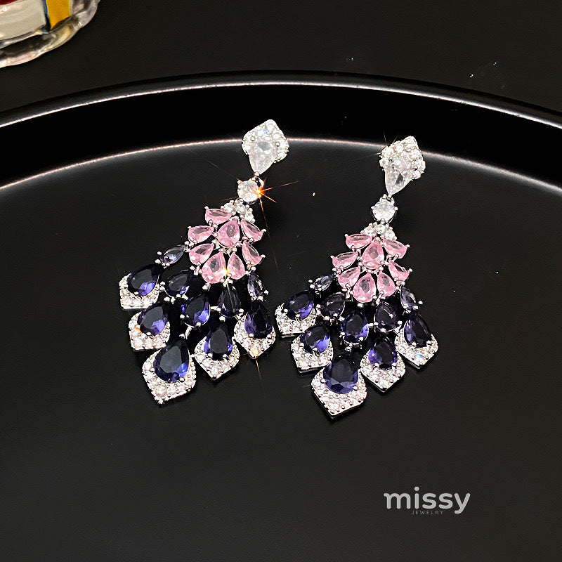 Maelee Zircon Feather Drop Earrings [AO7JADCY]