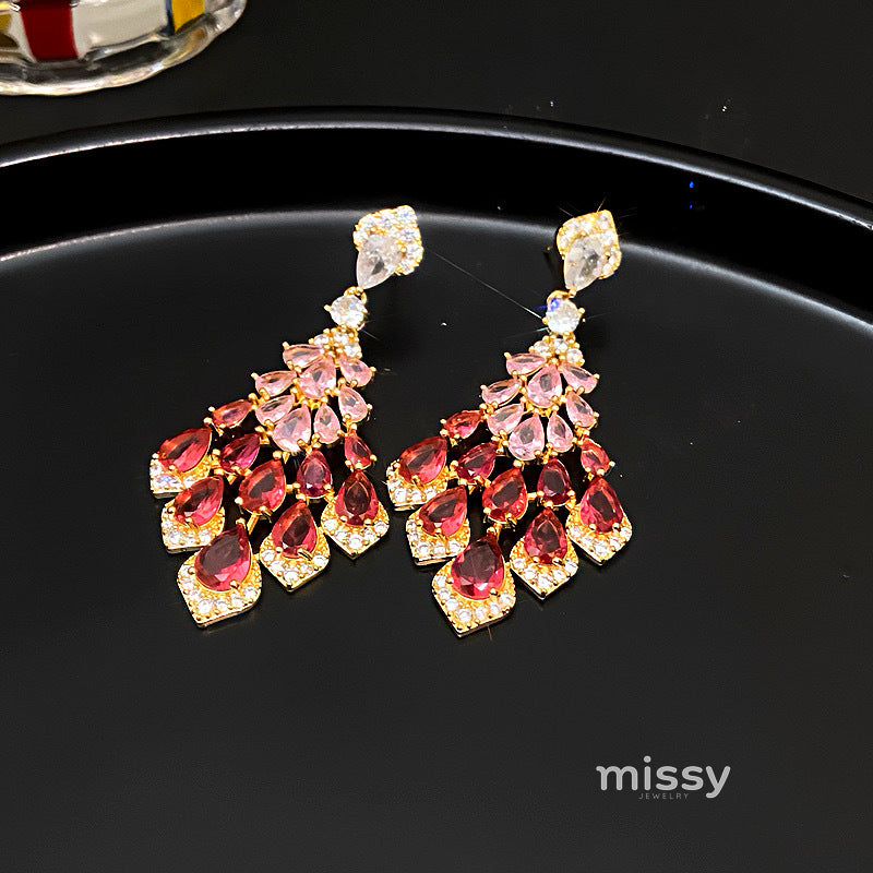 Maelee Zircon Feather Drop Earrings [53GJJHV1]