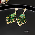 Maelee Zircon Feather Drop Earrings [DF2A1L84]