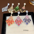 Maelee Zircon Feather Drop Earrings [CP6M1KJU]