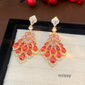 Maelee Zircon Feather Drop Earrings [OK4OO8XB]