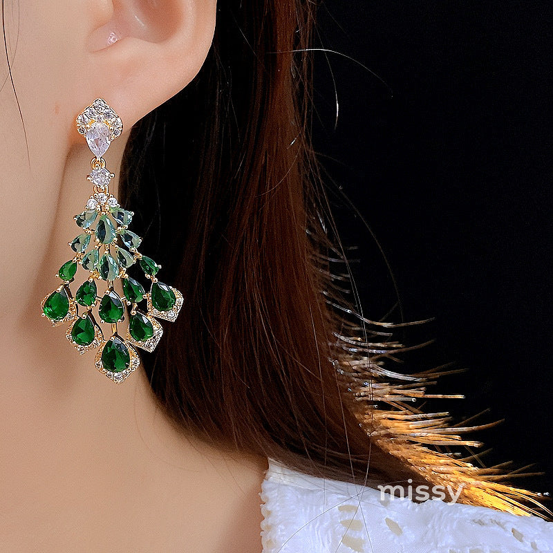 Maelee Zircon Feather Drop Earrings [58WJ3GCP]
