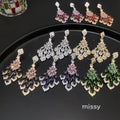 Maelee Zircon Feather Drop Earrings [Z3HKDJ19]