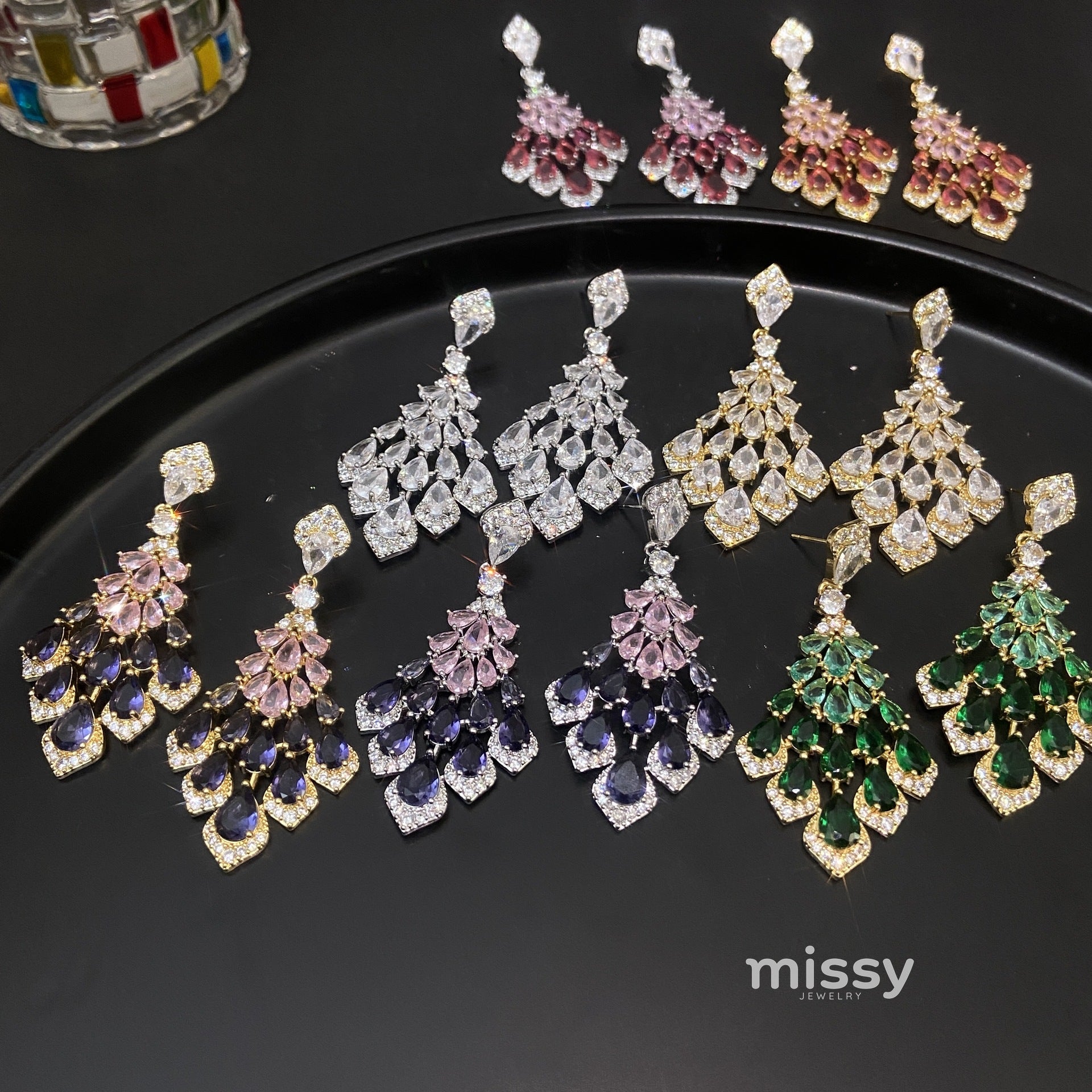 Maelee Zircon Feather Drop Earrings [Z3HKDJ19]