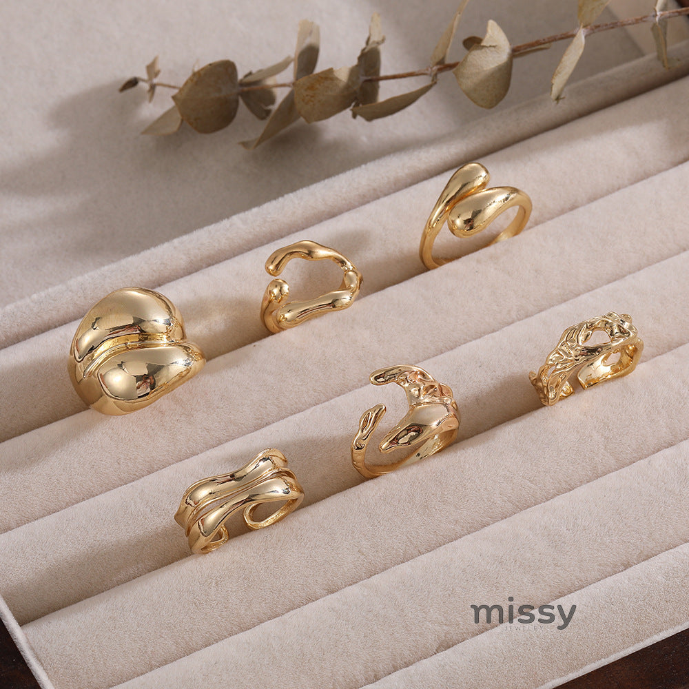 Mali Irregular Gold Ring Set [HSG2VEAR]