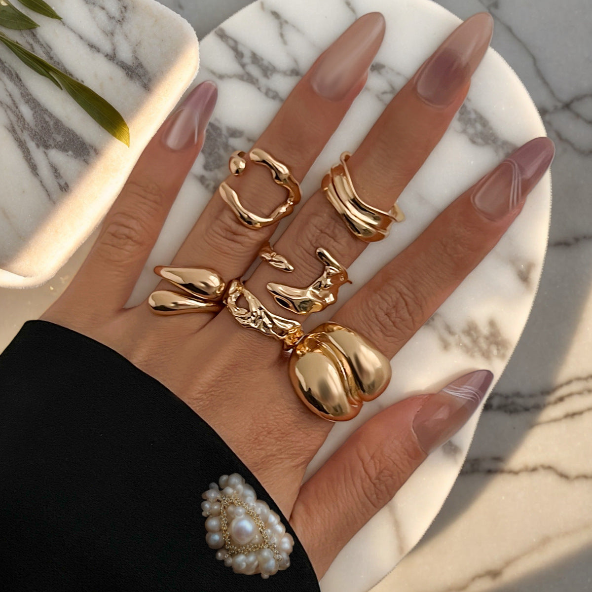 Mali Irregular Gold Ring Set [L5E4TUK0]