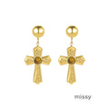 Marbella Natural Stone Cross Earrings [SMVVU3C6]