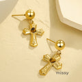 Marbella Natural Stone Cross Earrings [YL828FOE]