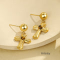 Marbella Natural Stone Cross Earrings [W2DEM0SX]