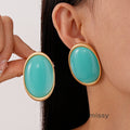 Margaret Retro Oval Drop Earrings [4SUCK0K3]