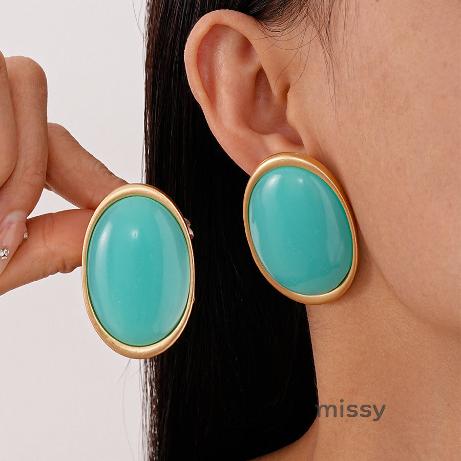 Margaret Retro Oval Drop Earrings [4SUCK0K3]