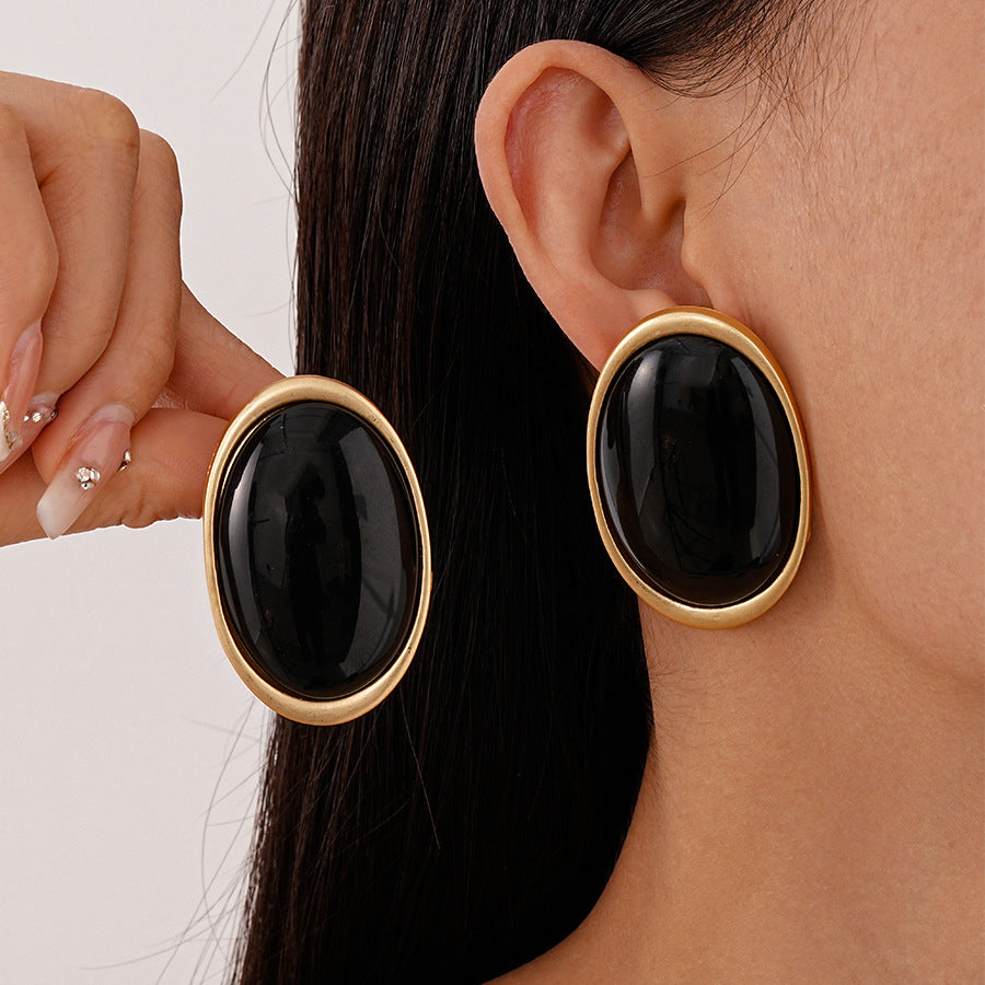 Margaret Retro Oval Drop Earrings [UWSQF3JK]