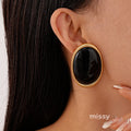 Margaret Retro Oval Drop Earrings [MO9YMUKB]