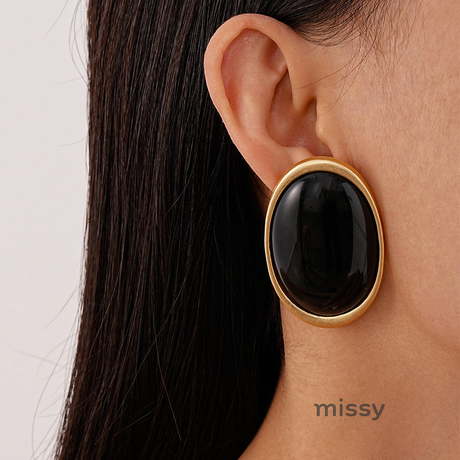 Margaret Retro Oval Drop Earrings [OV2ZJ8WQ]