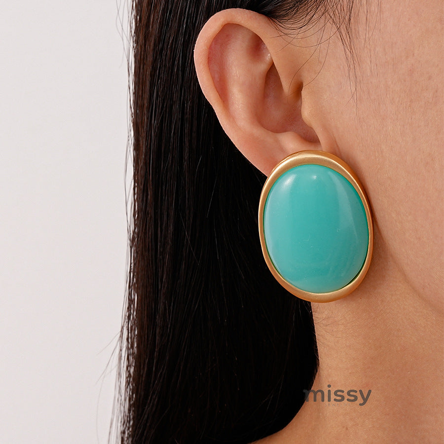 Margaret Retro Oval Drop Earrings [SEVP7MA6]