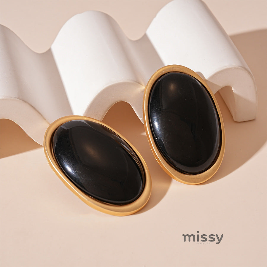 Margaret Retro Oval Drop Earrings [UWSQF3JK]