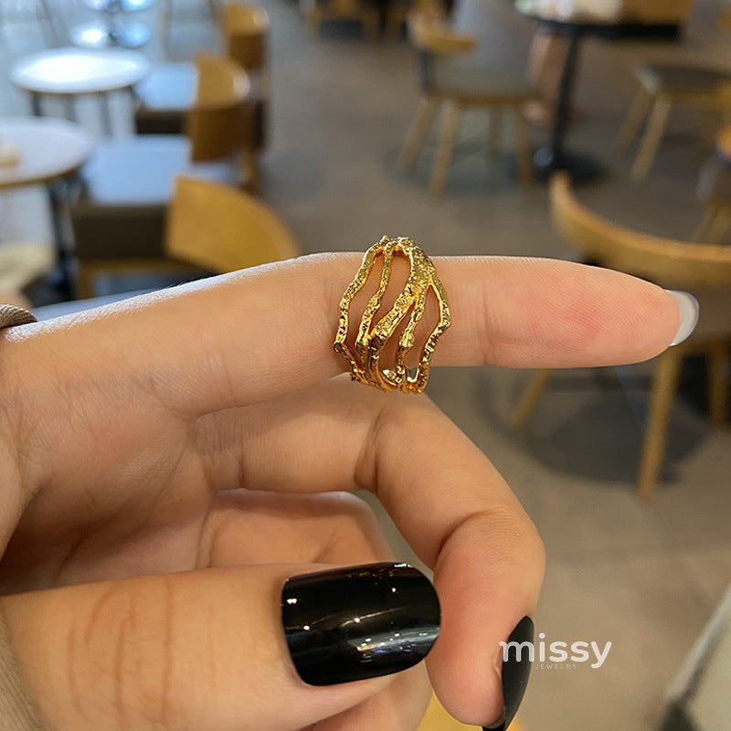 Mariajose Metallic Line Open Ring [91NWXJSV]