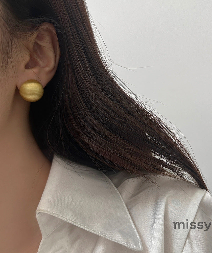 Marlyn Brushed Round Earrings [C74O9OEI]