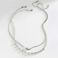 Marquise Zirconia Layered Necklace [N09PIMGH]