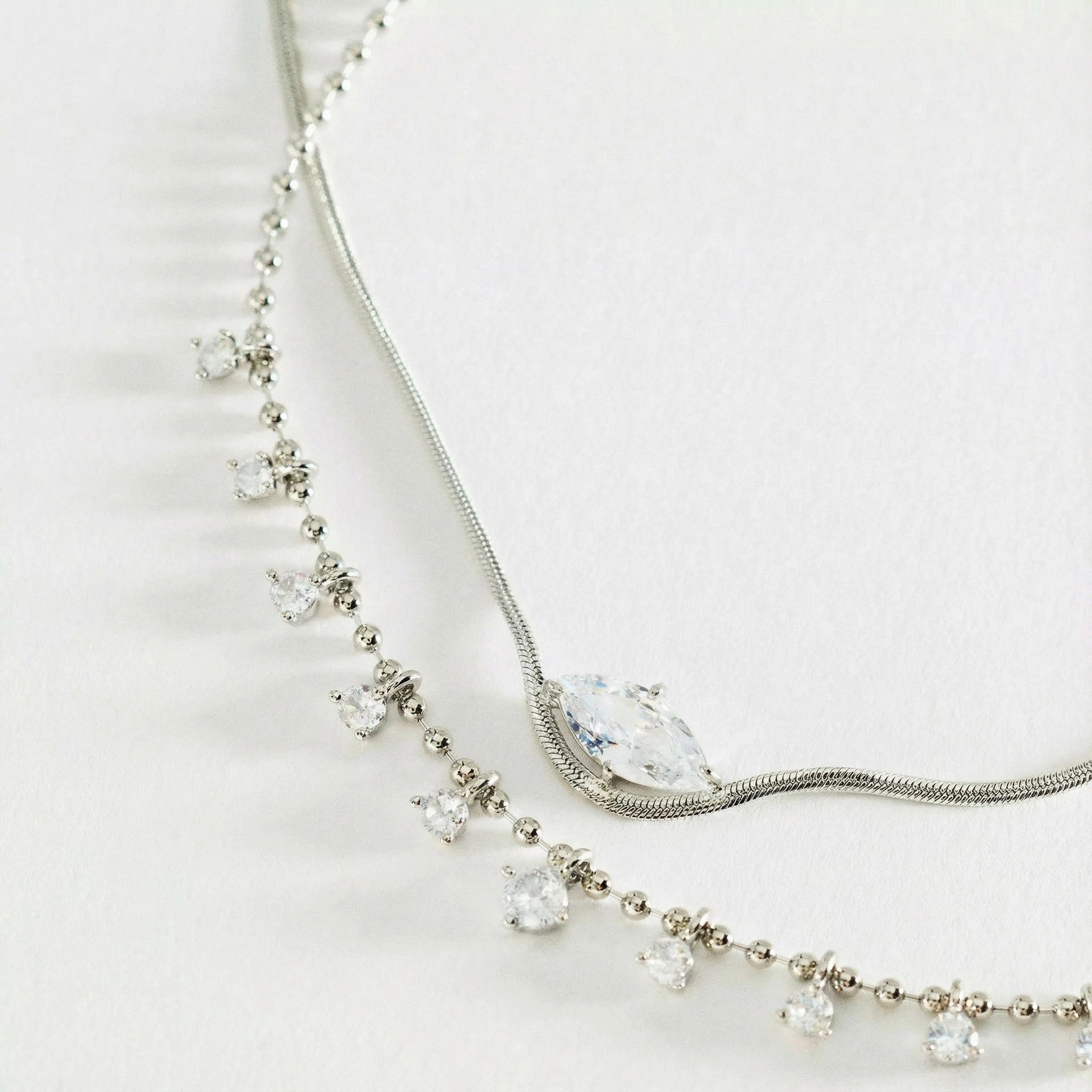 Marquise Zirconia Layered Necklace [8HHNLBSZ]