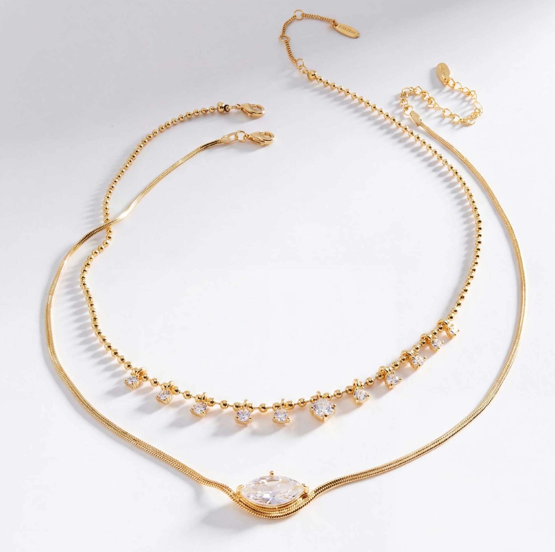 Marquise Zirconia Layered Necklace [A7IZJLXU]