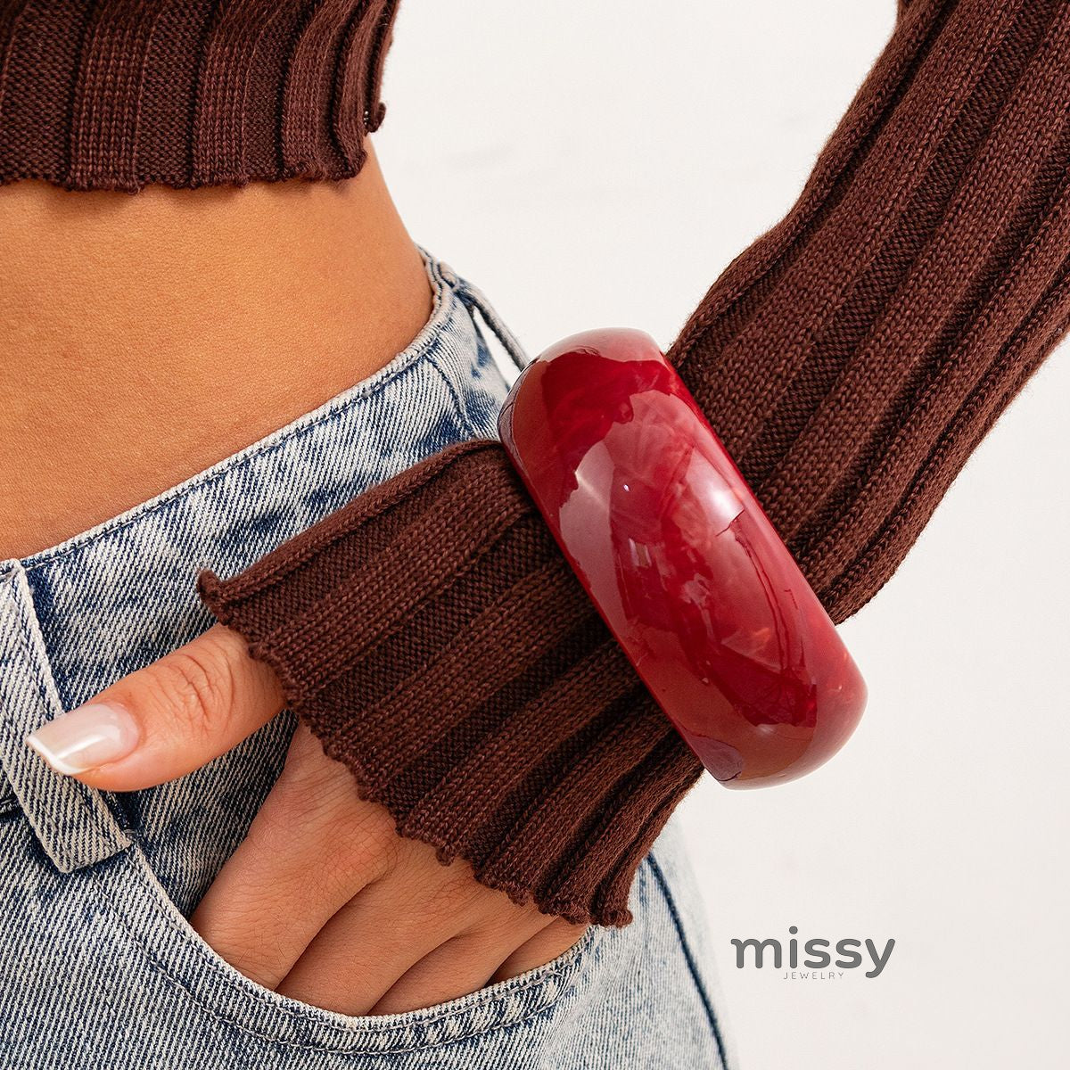 Maryn Asymmetrical Smudged Resin Bangle [GB9RSGB8]