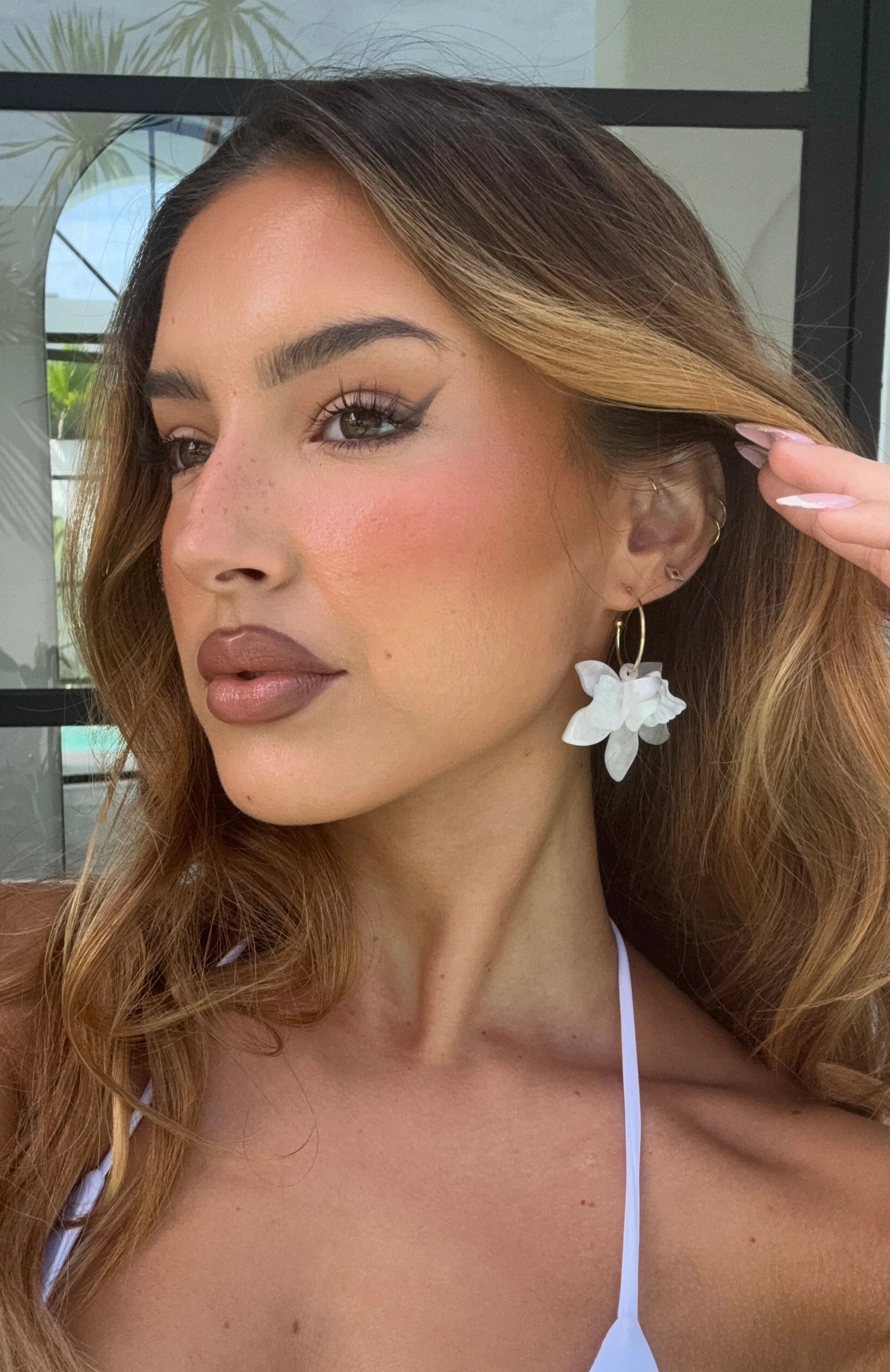 Missy Jewelry Mattea Floral Gold Hoops