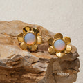 Mattie Opal Flower Stud Earrings [3MSTJZBI]