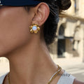Mattie Opal Flower Stud Earrings [R2MEJ6T1]