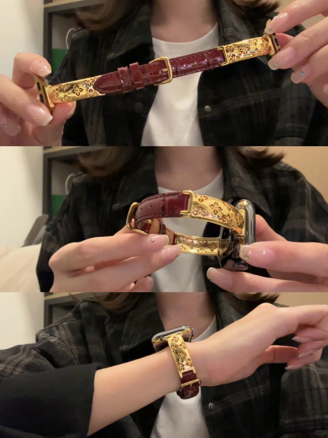 Metal and Leather Apple Watch Band [UR3ZEOYD]