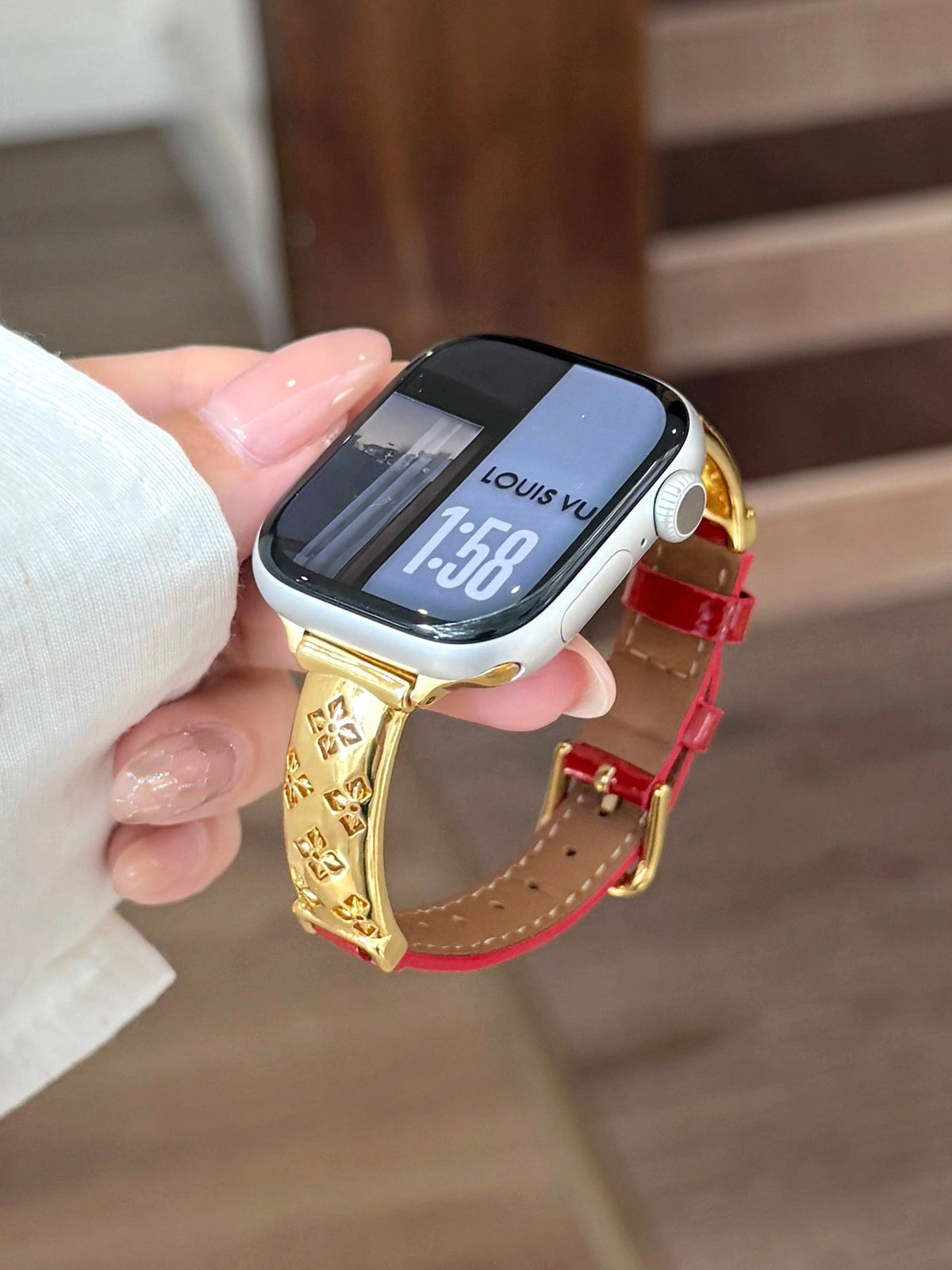 Metal and Leather Apple Watch Band [SIJP0PU0]