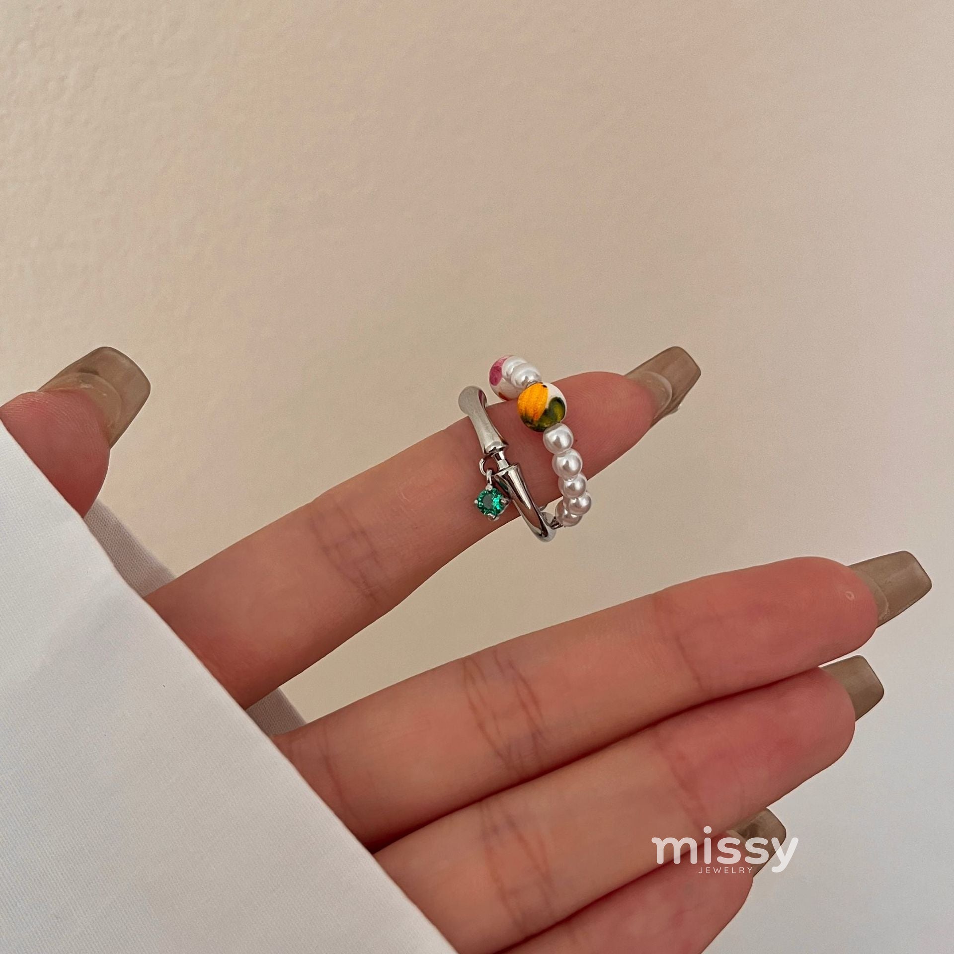 Milo Vintage Pearl Open Ring [O8BMB3BG]