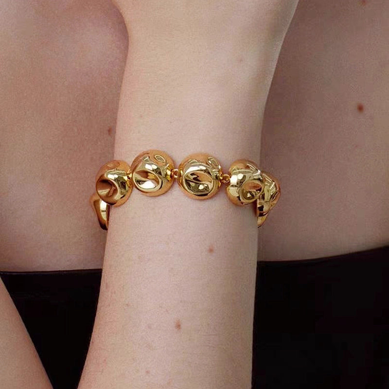 Minimalist Gold Bead Choker Necklace [02AS5WX9]