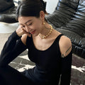 Minimalist Gold Bead Choker Necklace [024VTKOY]