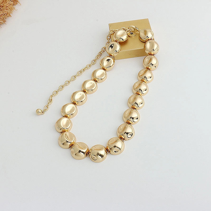 Minimalist Gold Bead Choker Necklace [8XASU7Y8]
