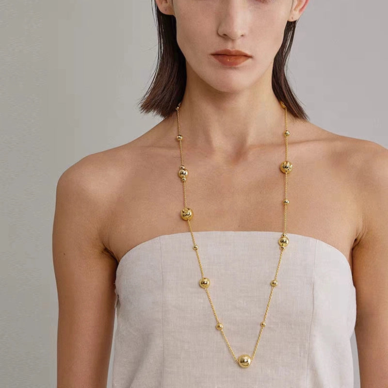 Minimalist Gold Bead Choker Necklace [WLXNC0VB]