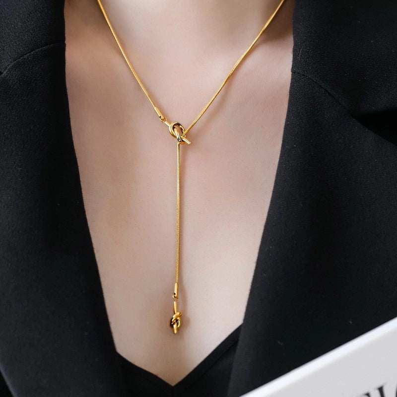 Minimalist Knot Drawstring Necklace [9OPJGJCQ]