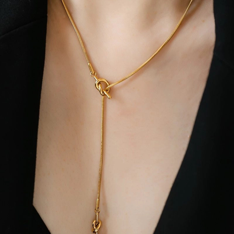 Minimalist Knot Drawstring Necklace [4H9M7WF1]