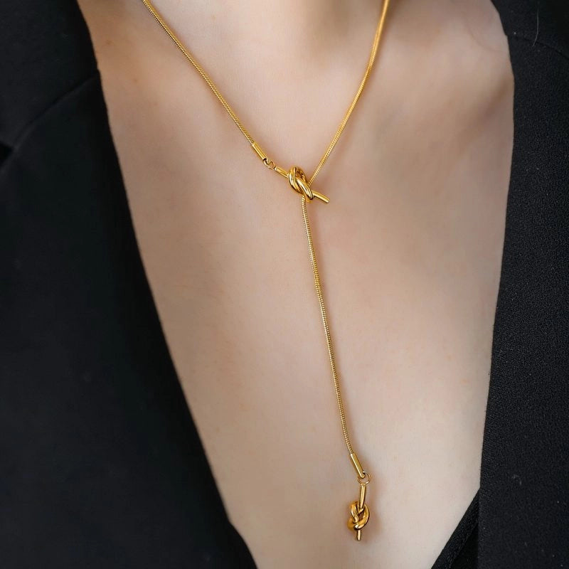 Minimalist Knot Drawstring Necklace [RJ8I0VD5]