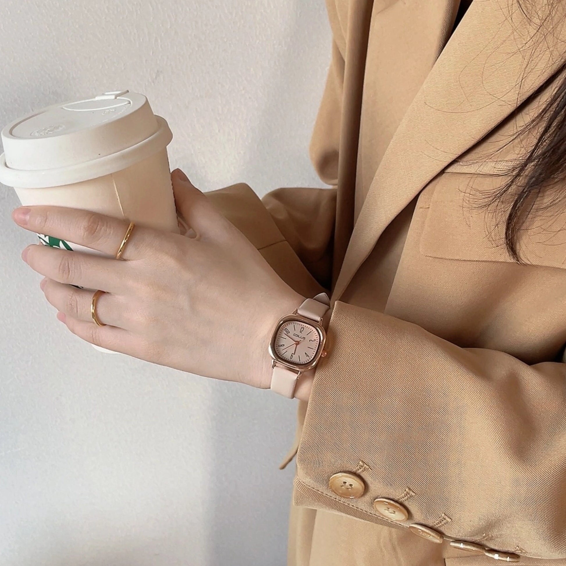 Minimalist Square Dial Faux Leather Watch [L0QCAU1H]