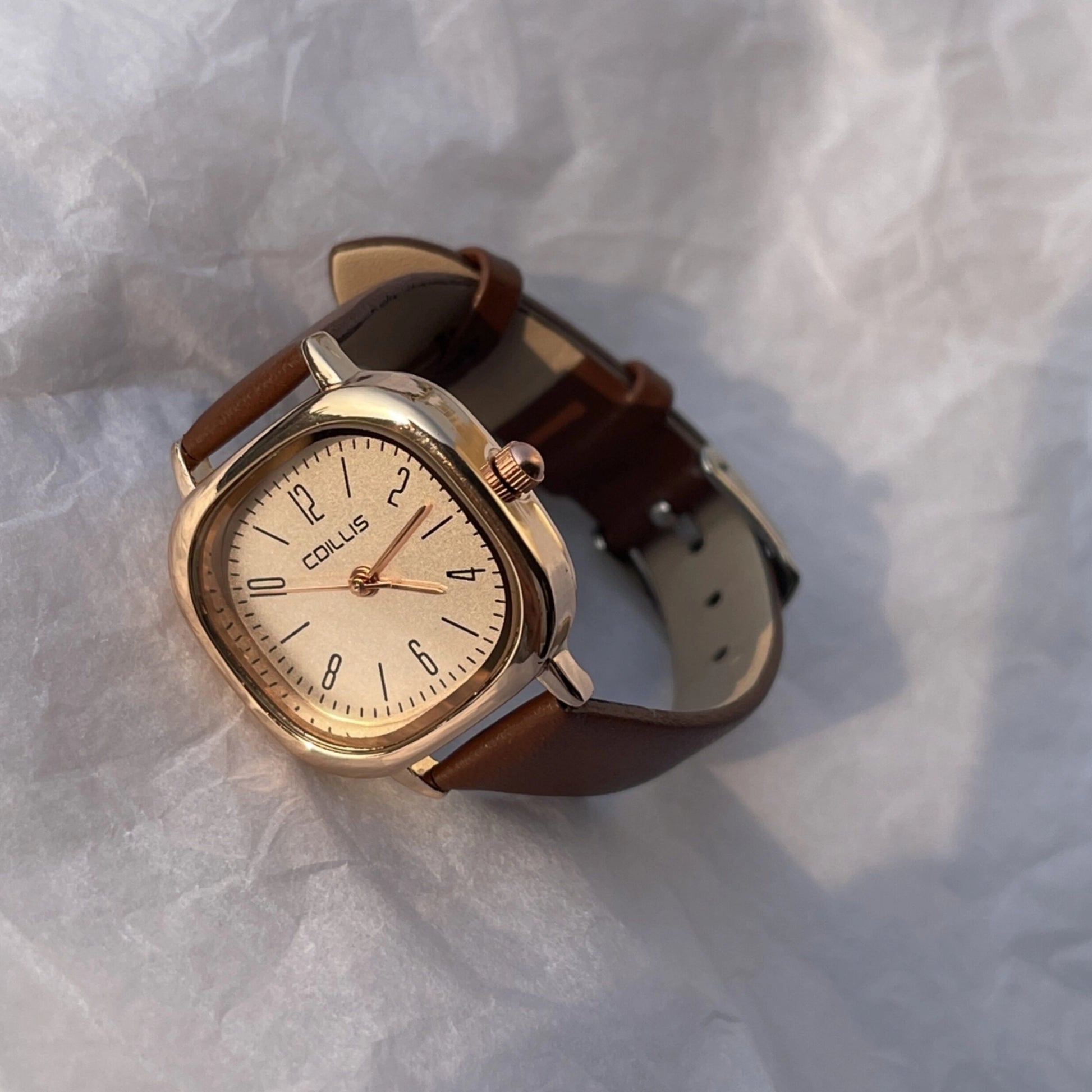 Minimalist Square Dial Faux Leather Watch [9VP6A0T8]