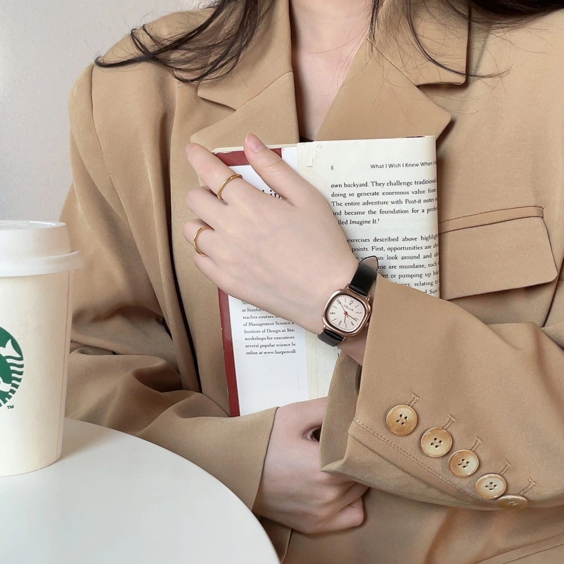 Minimalist Square Dial Faux Leather Watch [89MC5N1B]