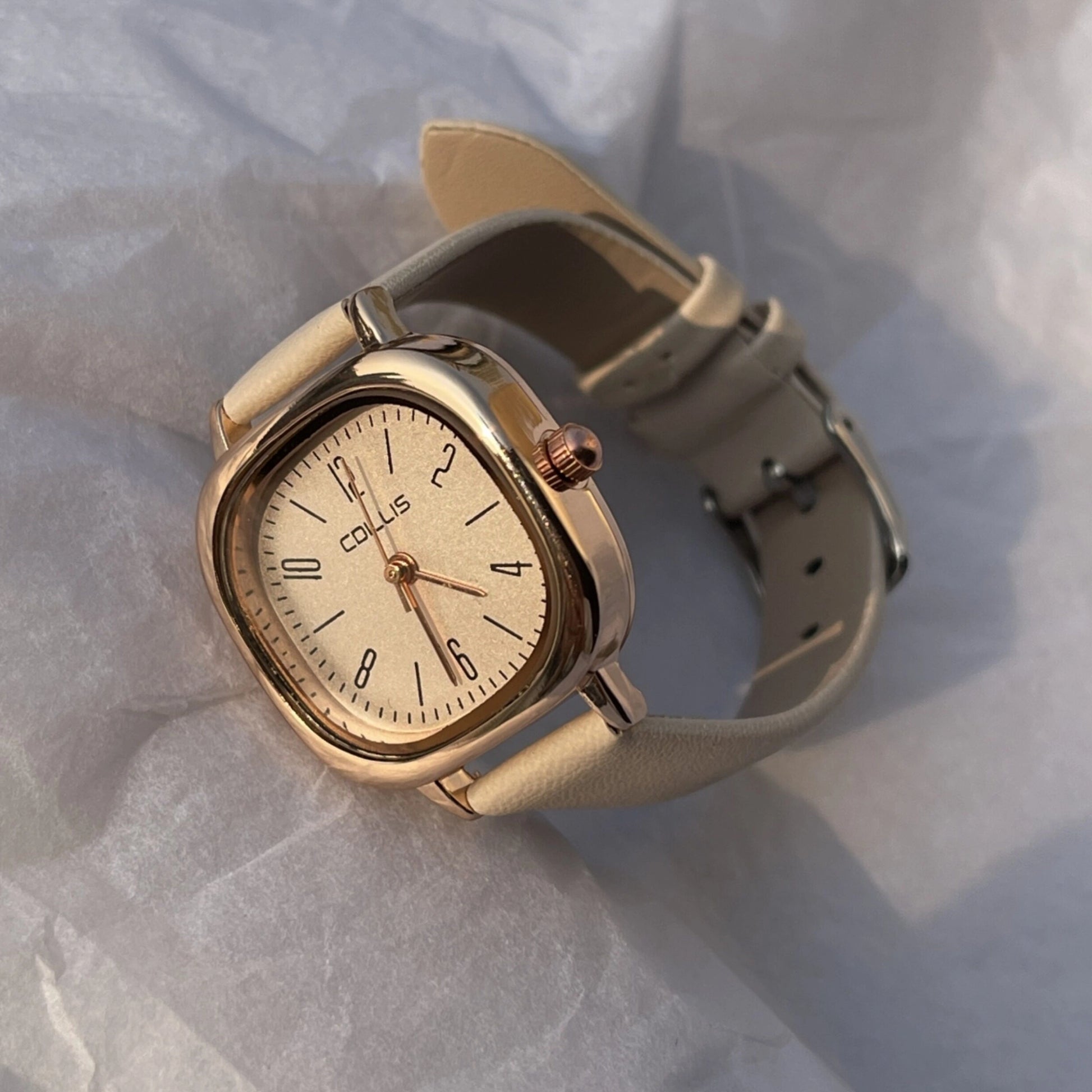 Minimalist Square Dial Faux Leather Watch [6XQSSV7S]