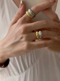 Mixed Metal Double Layer Ring [DL3B08XP]