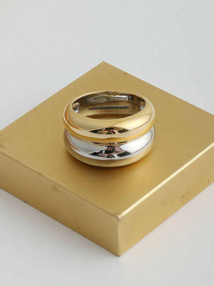 Mixed Metal Double Layer Ring [321P8ZLG]