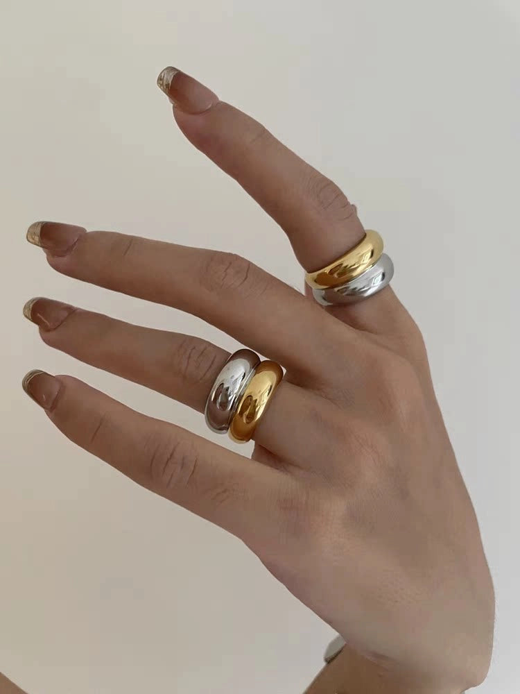Mixed Metal Double Layer Ring [NSYY1ECS]