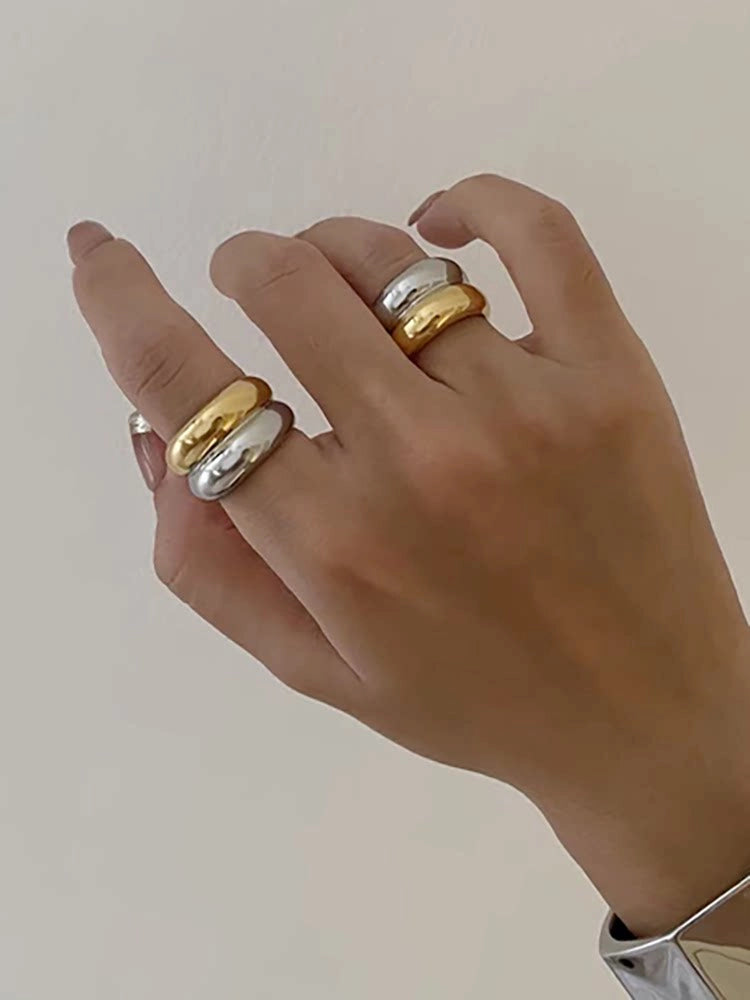 Mixed Metal Double Layer Ring [OPC2C1ZI]