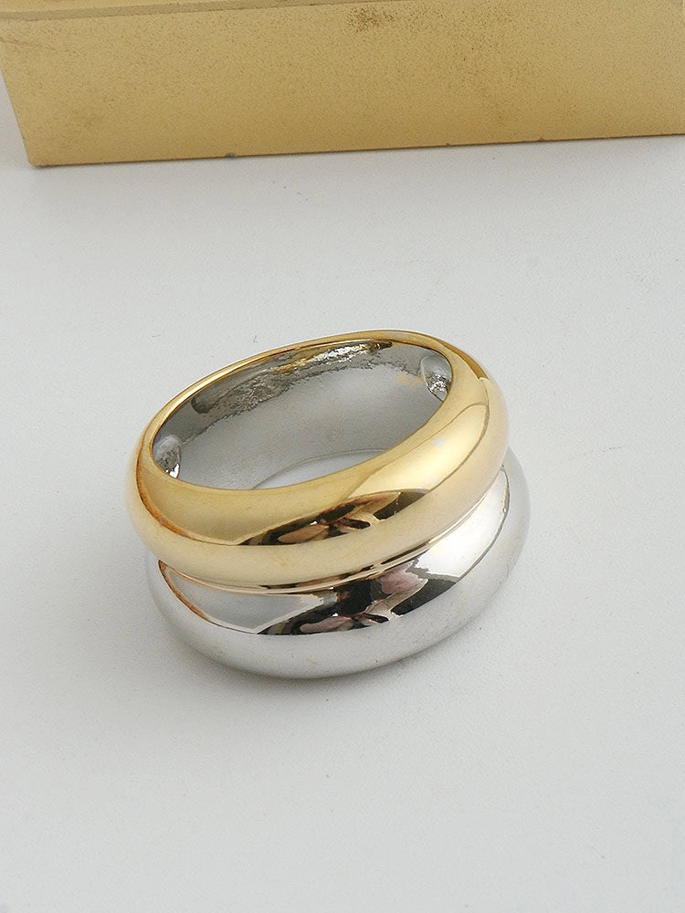 Mixed Metal Double Layer Ring [TRFU5LCT]