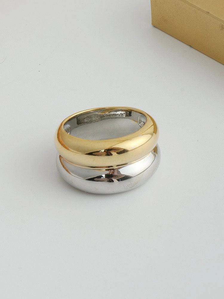 Mixed Metal Double Layer Ring [CELKE71U]
