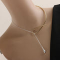 Mixed Metal Geometric Pendant Necklace [Q0OACTTT]